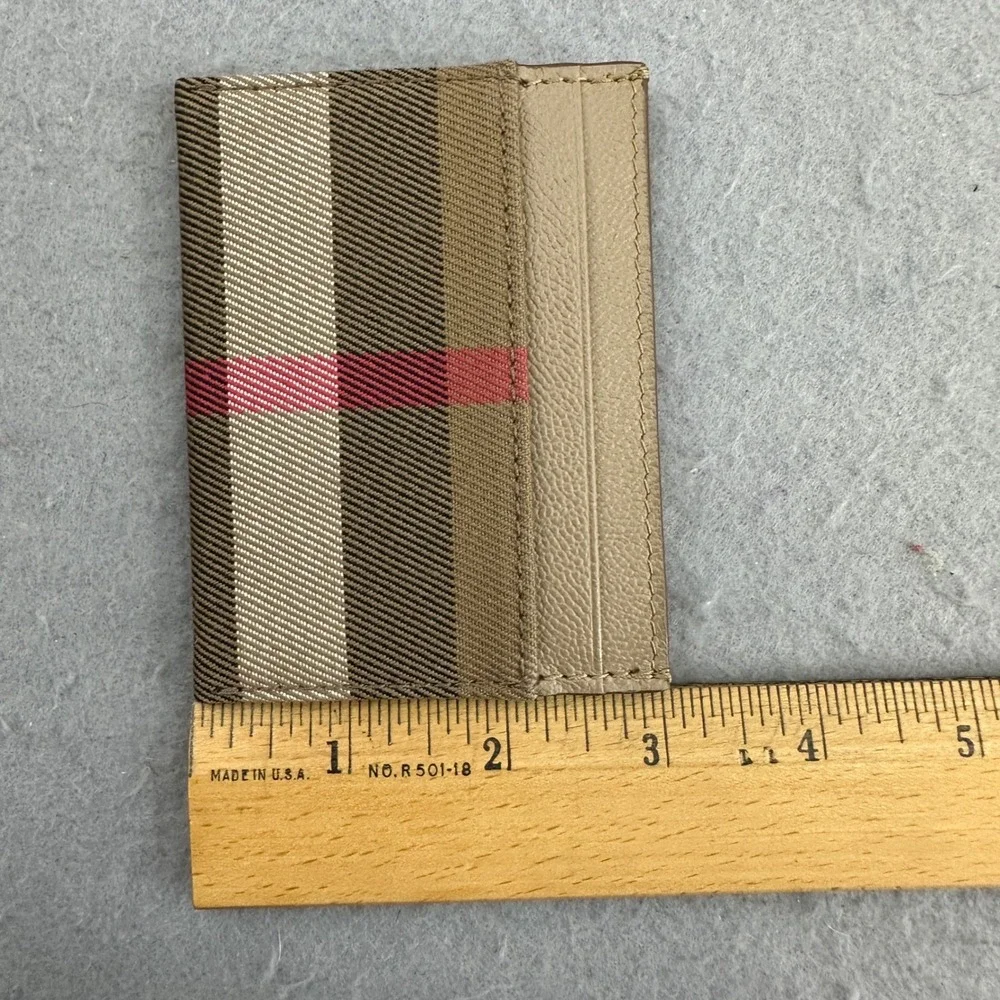 Burberry Haymarket Check Leather Card Holder Gold Beige New‎ Unisex